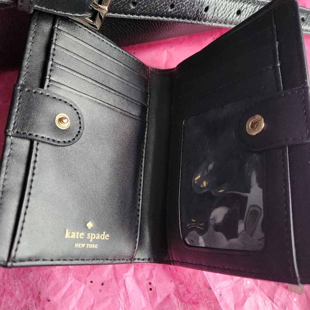 Kate Spade Black Crossbody Bag With Black & white leather wallet set EUC - Picture 8 of 9